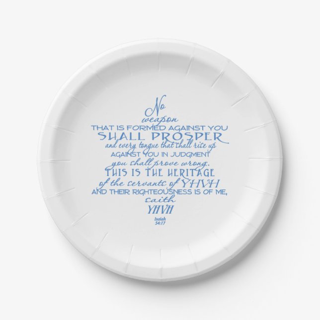No Weapon Star of David Paper Plate (Front)