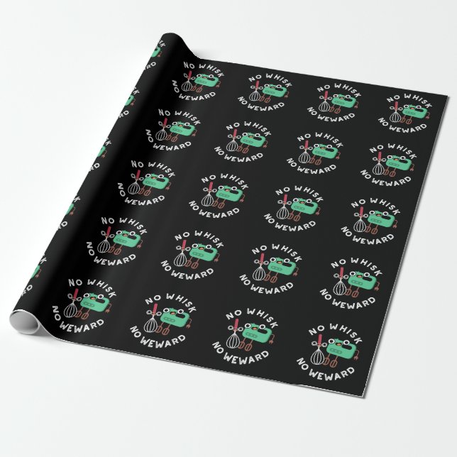 No Whisk No Weward Funny Baking Pun Dark BG Wrapping Paper (Unrolled)