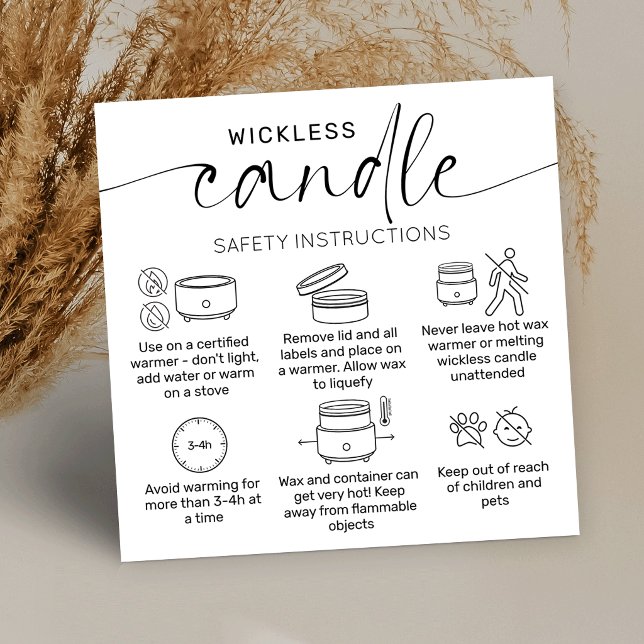 No Wick Flameless Candle Care Elegant Thank You Square Business Card (Creator Uploaded)