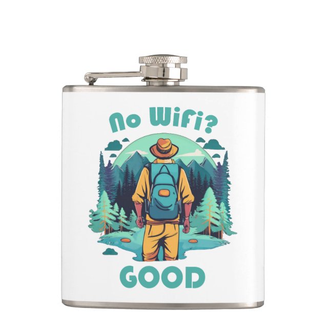 No Wifi Good Backpacker Hip Flask (Front)