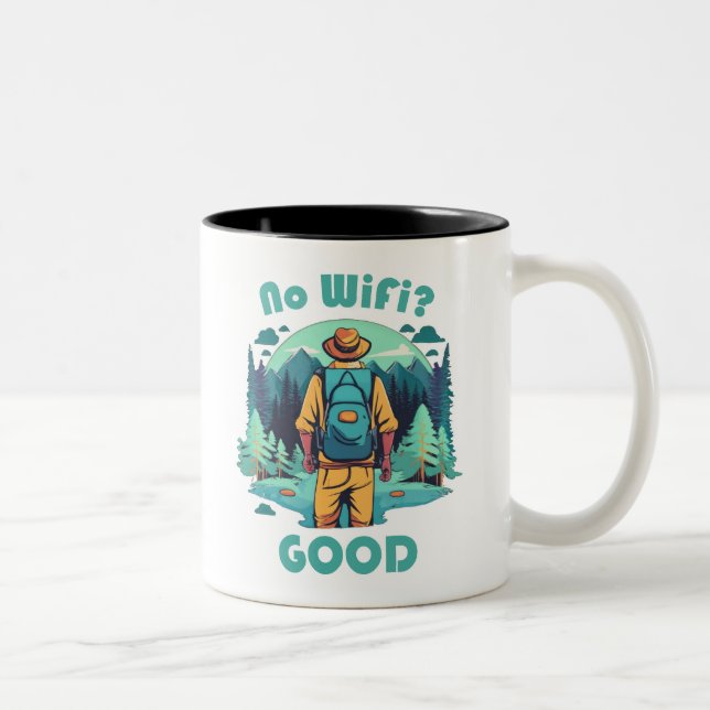 No Wifi Good Backpacker Two-Tone Coffee Mug (Right)