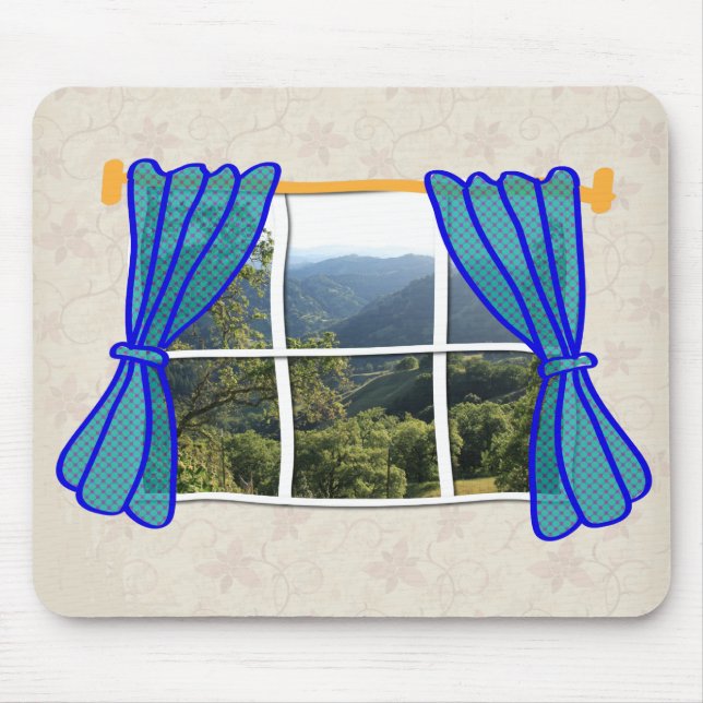 No Window Faux Window Funny Work Place Mouse Mat (Front)