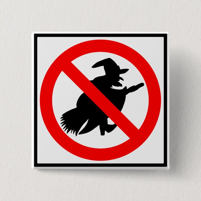 No Witches Highway Sign 15 Cm Square Badge (Front)
