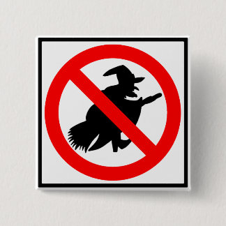 No Witches Highway Sign 15 Cm Square Badge