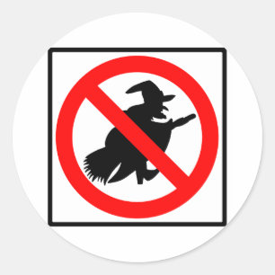 No Witches Highway Sign Classic Round Sticker