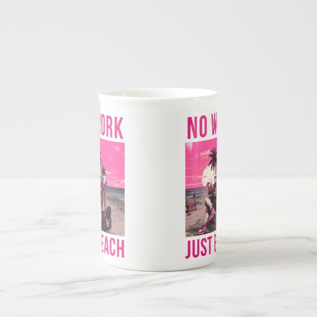No Work Just Beach Bone China Mug (Front)