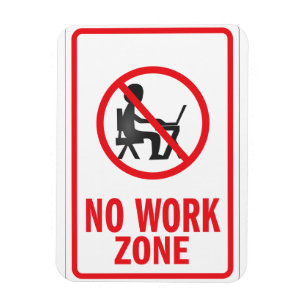 No Work zone warning sign Magnet