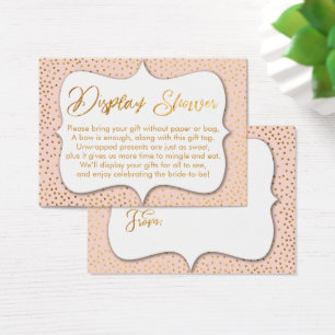 No Wrap Bridal Shower Gold Confetti & Pink Card