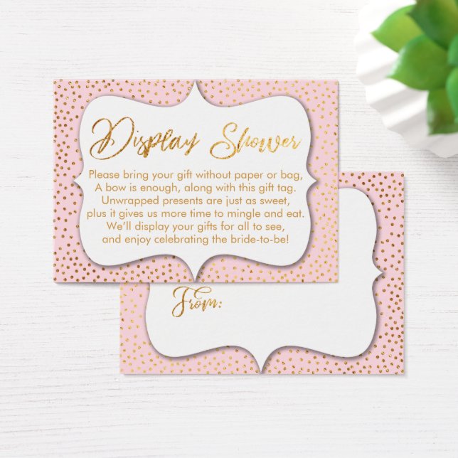 No Wrap Bridal Shower Gold Confetti & Pink Card (Desk)