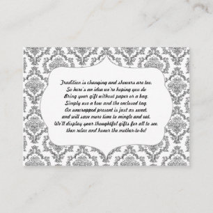 No wrap insert card baby shower black damask