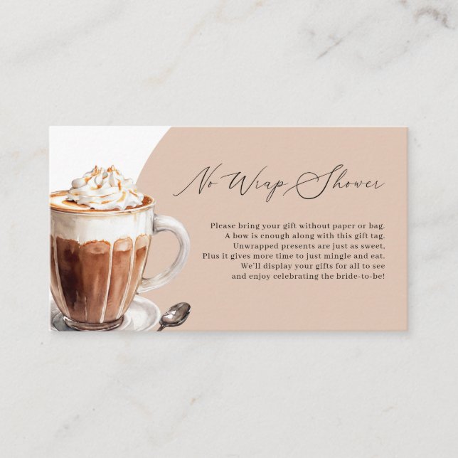 No Wrap Shower Coffee Love Brewing Bridal Shower Enclosure Card (Front)