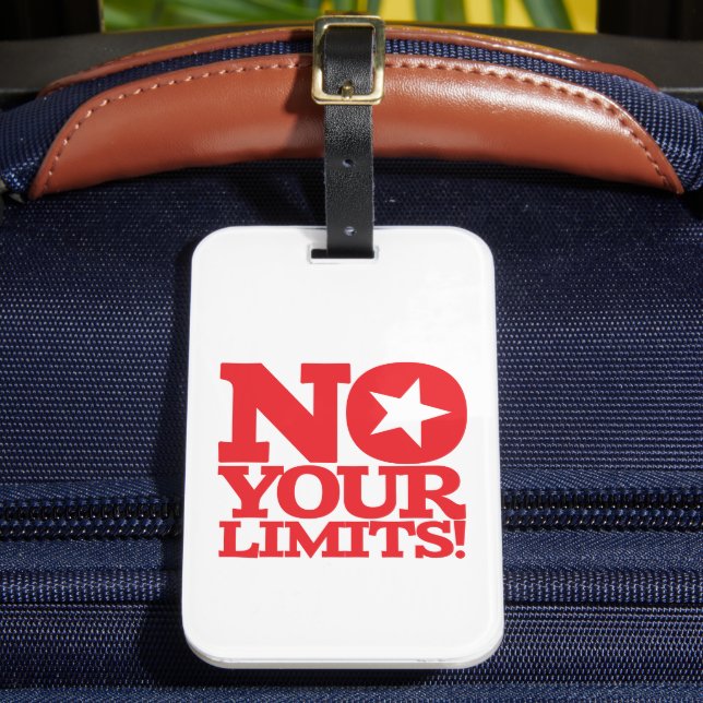 No Your Limits! Red Text Luggage Tag (Front Insitu 2)