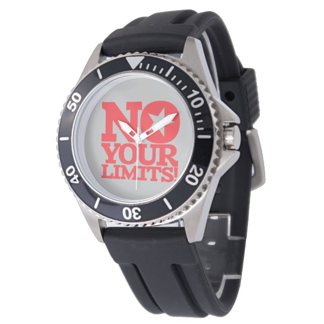 No Your Limits! Red Text Watch (Angled)