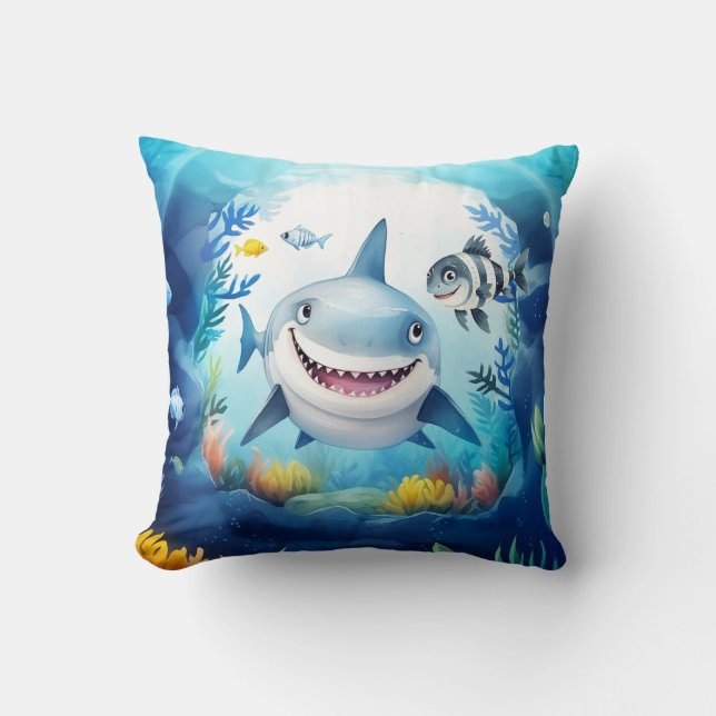 Noa the Shark and Casper, Her Best Fish Friend Cushion (Front)