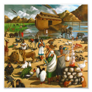 Noah and The Ark: Large Painting, Bible Story Photo Print