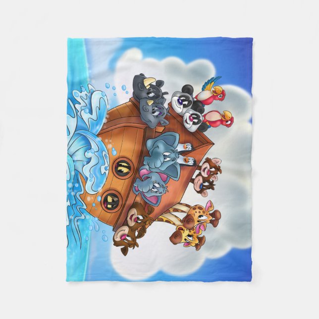 Noah Ark cartoon kids blanket bedroom (Front)