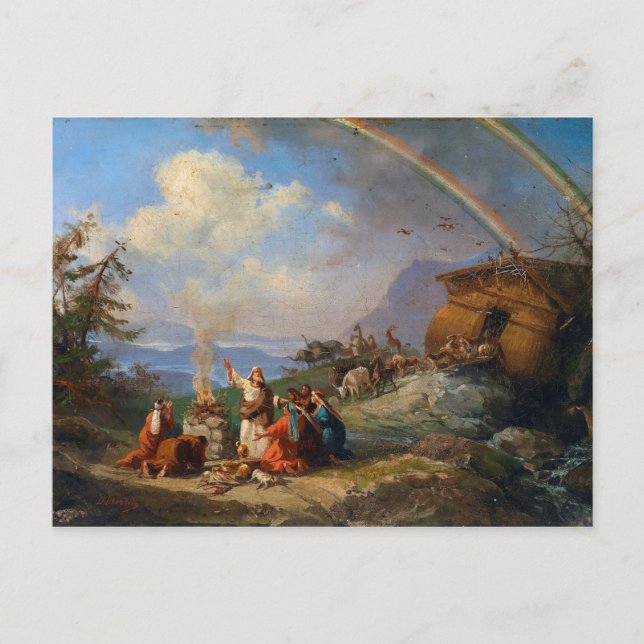 Noah gives Thanks for Deliverance (1901) Postcard (Front)