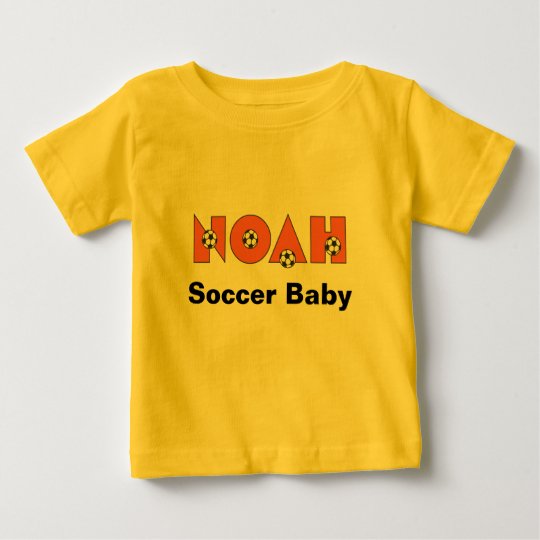 Noah in Soccer Orange Baby T-Shirt