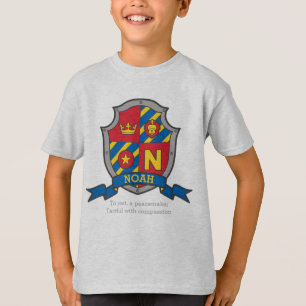 Noah N name meaning crest knights shield T-Shirt