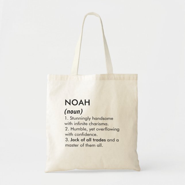 Noah name, Editable name, Custom name Tote Bag (Front)