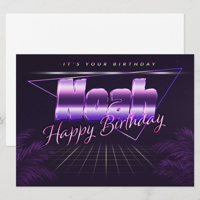 Noah Name First name lila retro card Birthday (Front/Back)