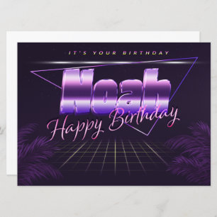 Noah Name First name lila retro card Birthday