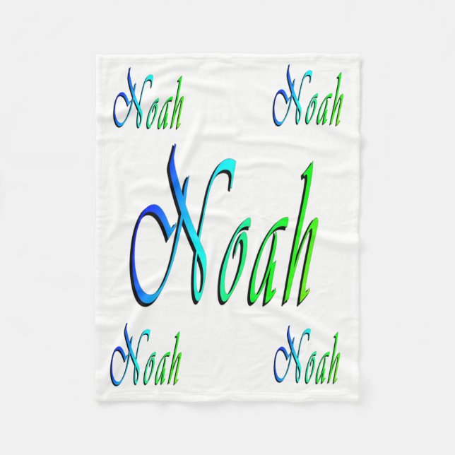 Noah, Name, Logo, Small White Fleece Blanket. (Front)