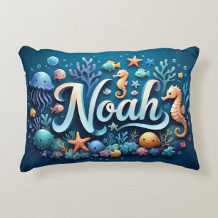 Noah Name Ocean Theme Decorative Sea Life Cushion