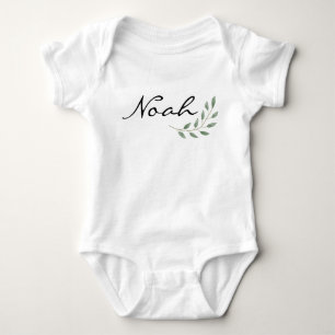Noah Name Reveal Romper Newborn Nature Leaf Baby Bodysuit