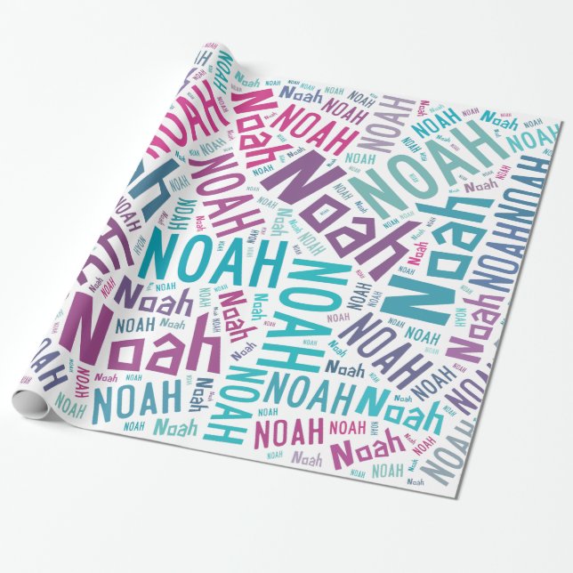 NOAH  Name text design Wrapping Paper (Unrolled)