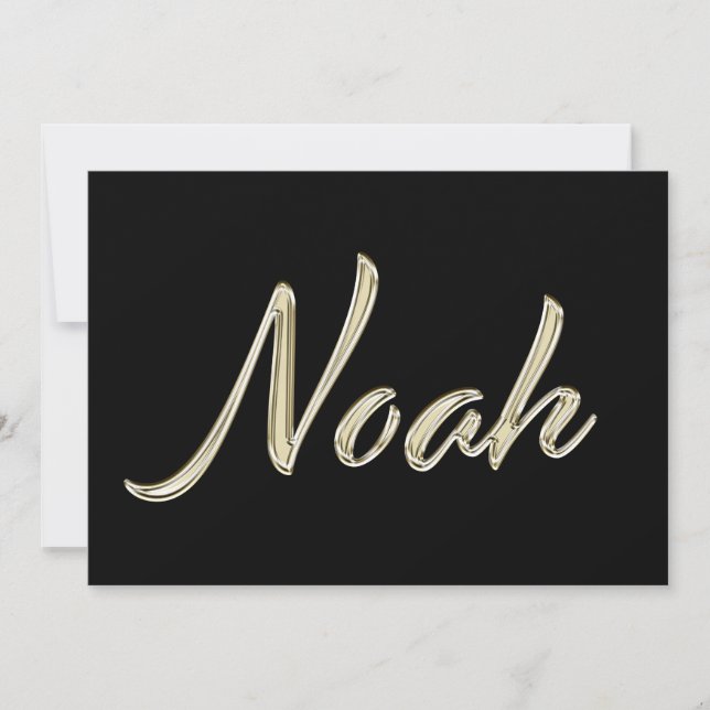 Noah Name white gold Handwriting Card (Front)