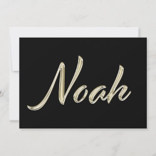 Noah Name white gold Handwriting Card