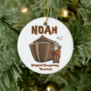 Noah Original Conspiracy Theorist Christian Humor Ceramic Tree Decoration