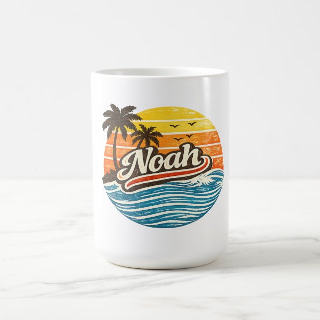 Noah Retro Sunset Name Design Coffee Mug (Center)