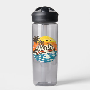 Noah Retro Sunset Name Design Water Bottle