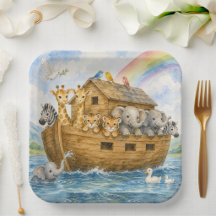 Noah’s Ark Baby Animals Watercolor Party Plates