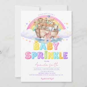 Noah’s Ark Baby Sprinkle Glitter Rainbow  Invitation