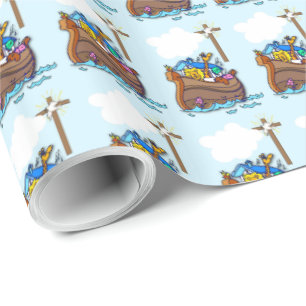 Noah’s Ark Baptism, Boy Blue Wrapping Paper