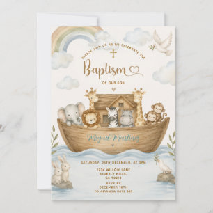 Noah’s Ark Baptism Christian Baby Invitation