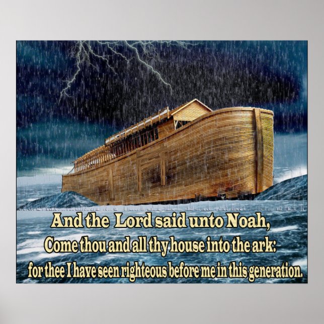 Noah"s ark Christian print posters with scripture (Front)