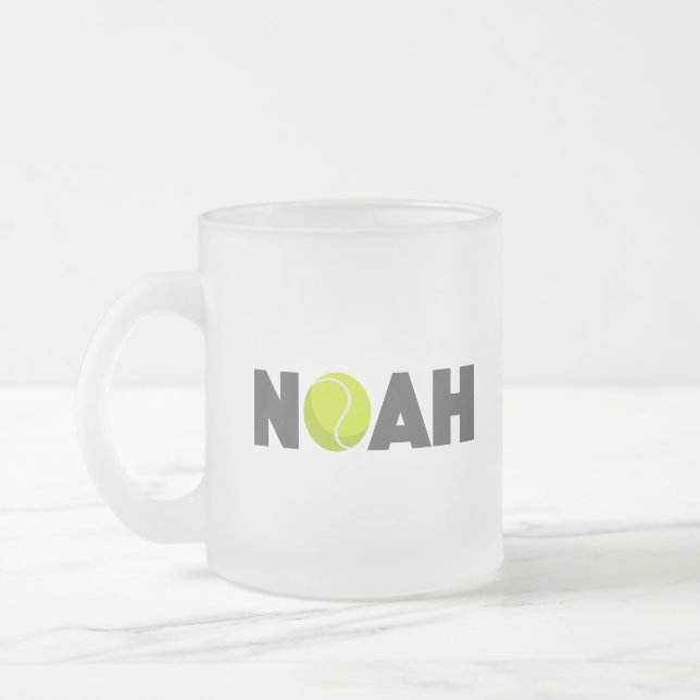 Noah Tennis Frosted Glass Coffee Mug (Left)