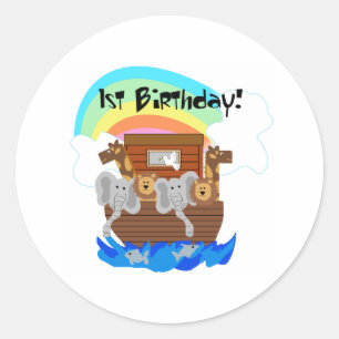 Noah's Ark 1st Birthday Classic Round Sticker
