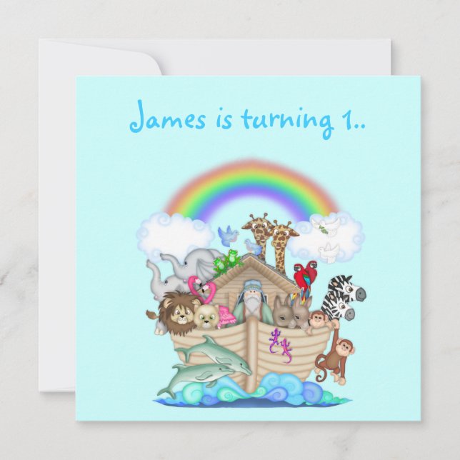Noahs ark animal invitation (Front)