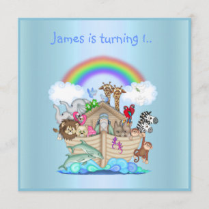 Noahs ark animal invitation BLUE 2