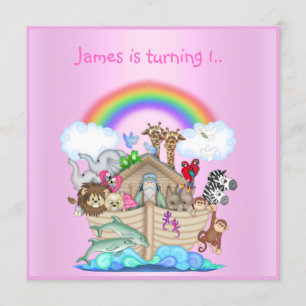 Noahs ark animal invitation PINK 2