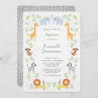 Noah's Ark Animals Baptism invitation
