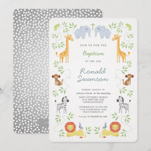 Noah's Ark Animals Baptism invitation