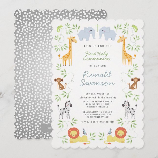Noah's Ark Animals Communion Invitation (Front/Back)