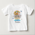 Noahs Ark Animals Rainbow Birthday Kids Name Baby T-Shirt<br><div class="desc">Noahs ark and animals personalised t-shirt for baby birthday or any occassion. © Graphic Garden</div>