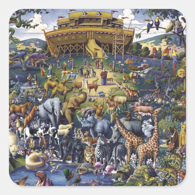 Noahs Ark Animals Square Sticker (Front)